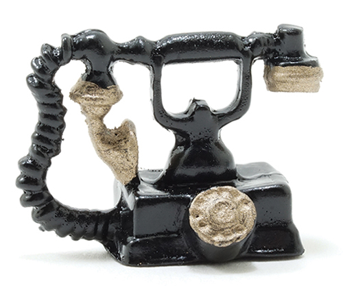 Dollhouse Miniature French Phone Black